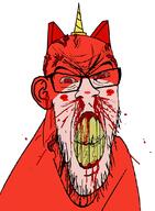 angry blood bloodshot_eyes clenched_teeth ear fffffffuuuuuuuuuuuu glasses horn mustache nosebleed soyjak stubble subvariant:feralrage unikitty variant:feraljak vein // 813x1111 // 140.9KB