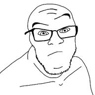 closed_mouth confused eyebrow_raise eyebrows raised_eyebrow shaved soyjak squinting template variant:feraljak white_background white_skin // 1025x1025 // 10.1KB