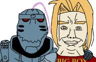 2soyjaks alfonse_elric anime armor big_boy blond chud_troon_alliance edward_elric friendship fullmetal_alchemist hair hand text variant:bernd variant:chudjak yellow_eyes // 834x541 // 26.2KB