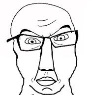 closed_mouth glasses merge series:fusionjaks soyjak subvariant:chuddy variant:chudjak variant:feraljak // 489x508 // 84.1KB