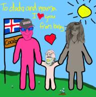 admin baby binky caca cacaborea day doll_(user) drawing female flag:iceland flower gem happy heart iceland mrs_doll pacifier parents plant small_eyes sun variant:feraljak variant:gapejak wholesome // 511x514 // 132.1KB