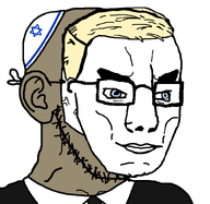 a10_eyes black_jacket blond blue_eyes brown_skin clothes hat jewish_nose judaism jude kike kippah larp mask necktie nose series:yehudyakim star_of_david subvariant:muscular_chud subvariant:muscular_chud_side suit suit_and_tie trend:aryan variant:chudjak variant:soyak white_shirt // 775x756 // 24.9KB