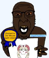 award brown_skin gigachadhero_(user) glasses nails open_mouth orange_sclera terrible_mouse variant:test_copy yellow_eyes yellow_teeth // 700x829 // 63.6KB