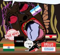 bad_dragon bloodshot_eyes chud crying flag:fat_fetish flag:india flag:scat_pride hanging hanging_troonjak hello_my_name_is_(sticker) liquify_tool slopjak soybooru speech_bubble tongue variant:bernd xvideos // 799x738 // 513.7KB
