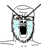 angry bald big_eyebrows bloodshot_eyes crying glasses mustache open_mouth pink_eyes selfish_little_fuck soyjak stubble tear template variant:a24_slowburn_soyjak // 454x520 // 8.9KB