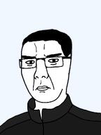 angry chud clothes dark_hair eyebrows glasses hair looking_at_you mouth_closed neck nose series:chuddified_soyjaks series:fusionjaks slavic subvariant:chuzjak track_suit transparent_background variant:chudjak variant:kuzjak wrinkles // 810x1080 // 20.3KB