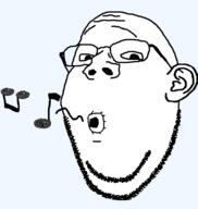 baby deformed ear glasses music musical_note open_mouth soyjak stubble subvariant:wholesome_soyjak variant:a24_slowburn_soyjak variant:gapejak whistling // 758x800 // 30.1KB