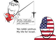 2soyjaks arm christianity clothes country flag flag:united_states glasses hand hat heart holding_heart holding_object israel jesus judaism kippah smile soyjak speech_bubble star star_of_david stubble subvariant:wholesome_soyjak united_states variant:gapejak // 1170x852 // 111.9KB