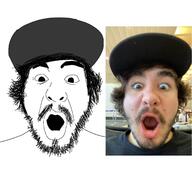 cap clothes hair hat irl mustache open_mouth soyjak stubble turkey_tom variant:unknown youtuber // 1536x1536 // 600.4KB