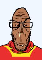 angry brown_skin closed_mouth clothes county crown european flag flag:vestfold glasses mucus mustache mutt norway red_eyes soyjak subvariant:euromutt sweater transparent_background variant:markiplier_soyjak vestfold white_skin // 591x843 // 30.1KB