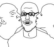 ear glasses kiss mustache open_mouth soyjaks stubble variant:unknown // 800x702 // 8.0KB