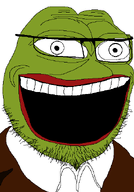 amphibian clothes frog glasses laughing meta:not_oc nas:pepe open_mouth pepe_the_frog stubble suit variant:unknown // 432x621 // 17.8KB