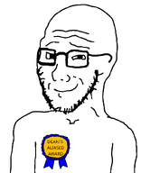 aliased award bald closed_mouth forehead_lines glasses neck nose smug stubble subvariant:soyak_(smug) text variant:soyak // 654x803 // 12.6KB