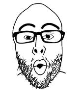 glasses open_mouth soyjak stubble thick_eyebrows variant:nojak // 443x523 // 12.1KB