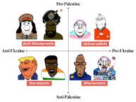 beard blond bomb brown_eyes brown_skin chart closed_mouth clothes communism donald_trump european_union india israel long_hair muslims mustache nafo open_mouth orange_skin pajeet palestine purple_hair reddit russia snoo soviet_army_uniform soyjak stubble subvariant:euromutt subvariant:impish_amerimutt subvariant:tetojak tranny ukraine variant:alicia variant:bernd variant:el_perro_rabioso variant:feraljak variant:gapejak variant:impish_soyak_ears variant:markiplier_soyjak white_skin // 1024x768 // 281.6KB