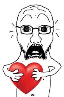 distorted glasses heart holding_heart holding_object looking_at_you meta:tagme nipple open_mouth screaming stubble subvariant:doctos subvariant:doctos_front // 676x1021 // 130.7KB