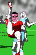 3soyjaks anger_mark angry arm art bloodshot_eyes blue_tongue blurred_background boot boots closed_mouth ear edit eyes flag flag:transgender_pride_flag flag_shirt foot football football_boot football_jersey front_facing glasses grass hair hand jersey leg lipstick meta:approve_this_one_instead mucus neutral nose open_mouth people pink_skin red_shirt red_skin shadow small_pupils soccer soyjak stadium standing stubble subvariant:chudjak_front subvariant:neutralplier sweating teeth teeth_showing template thighs tongue tongue_out tranny variant:bernd variant:chudjak variant:markiplier_soyjak vein white_shirt yellow_teeth // 965x1500 // 384.1KB