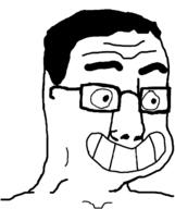 calarts clenched_teeth glasses grin hair happy smile so_true soyjak template variant:chudjak wrinkles // 1080x1289 // 167.4KB