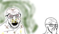 acne angry disgusting eye_bags glasses hand nose open_mouth piss poop red_eyes rotten_teeth scared soyjak stinky stubble subvariant:soyak_(concerned) variant:feraljak variant:soyak // 1832x1076 // 1.7MB
