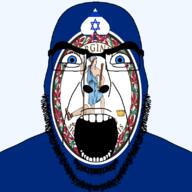 angry beard blue_eyes clothes crown facial_mark flag flag:israel flag:virginia flower forehead_mark glasses hair israel latin_text looking_at_you open_mouth plant queen_of_spades soyjak spade spear star_of_david state subvariant:cobson_front2 subvariant:spadeson sword text thick_eyebrows tubble united_states variant:cobson virginia // 800x800 // 197.7KB
