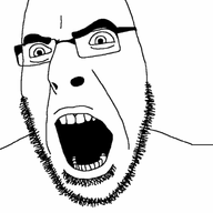 angry animated glasses open_mouth shaking soyjak stubble variant:cobson // 584x640 // 2.4MB