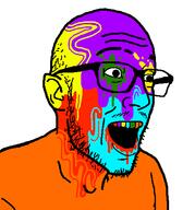 colorful glasses open_mouth soyjak stubble variant:esam // 443x474 // 637.4KB