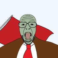 beard brown_shirt clothes flag glasses looking_at_you open_mouth plants_vs_zombies soyjak variant:patriotjak zombie // 1023x1023 // 57.2KB