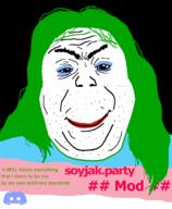 discord flag green_hair greentext hair janny makeup smile smug soyjak soyjak_party stubble text variant:alicia // 592x720 // 50.9KB