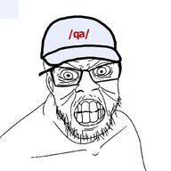 angry clenched_teeth clothes ear glasses hat mustache qa_(4chan) soyjak stubble variant:feraljak wrinkles // 1024x1024 // 103.4KB