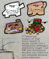 4soyjaks bloodshot_eyes crying fnf_pedo jartycuck meat_boy open_mouth rope shitskin shitskinned slopjak soyjak subvariant:jartycuck suicide super_meat_boy tongue tranny variant:bernd variant:chudjak variant:impish_soyak_ears // 2441x2967 // 4.1MB