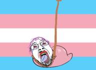 animated bocchi_the_rock crying flag glasses gotou_hitori hair hanging open_mouth purple_hair rope slug soyjak stubble suicide tongue tranny variant:bernd yellow_teeth // 440x320 // 88.8KB
