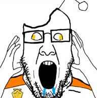 beard edit glasses hand hands_up head orange_eyes reddit reddit_gold redditard retard subvariant:ppplier variant:markiplier_soyjak variant:ppp video voiceover // 394x396, 90.5s // 979.9KB