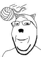 animal cat cat_ear ear glasses smile soyjak stubble subvariant:wholesome_soyjak variant:gapejak yarn_ball // 729x1003 // 22.1KB