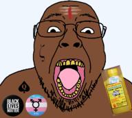 bindi brown_skin country cow_urine flag:transgender_pride_flag glasses hair hanging hindflea hindu hinduism hinduu india indian komaiyam mustache open_mouth pajeet slopejack soyjak stubble tongue trend:slopjak variant:bernd yellow_teeth // 1200x1075 // 544.8KB