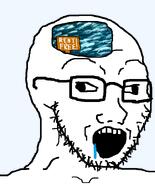 crossed_eyes drool fish glasses hair mindbroken open_mouth rent_free sea sign soyjak stubble teeth transparent_background variant:soyak water // 644x800 // 92.8KB