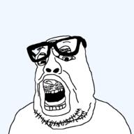 beard flesh hollow mask open_mouth skin skin_suit soyjak stubble transparent_background variant:its_out_get_in_here variant:peason // 1000x1000 // 87.6KB