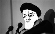 angry ayatollah_khomeini beard black_and_white closed_mouth glasses irl soyjak variant:chudjak white_beard // 1080x662 // 98.8KB