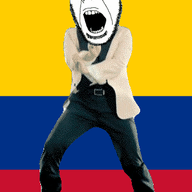 angry animated colombia country dance flag full_body gangnam_style glasses irl open_mouth soyjak stubble variant:ronald // 300x460 // 499.4KB