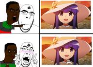 4soyjaks ahegao angry anime bbc black_skin bloodshot_eyes blush bwc closed_mouth furude_rika glasses hand higurashi holding_object looking_up neutral open_mouth pan_african pen pointing queen_of_spades smirk smug soyjak stubble tattoo tbp variant:chudjak variant:cobson // 2380x1714 // 2.1MB