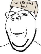 box clothes glasses grin hat serious_hat smile soyjak stubble subvariant:wholesome_soyjak unserious_hat variant:gapejak // 600x800 // 77.7KB