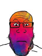 closed_mouth colorful glasses gradient neutral soyjak stubble subvariant:neutralplier variant:markiplier_soyjak // 480x640 // 209.6KB