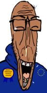 award beard brown_skin closed_eyes crying euromutt european european_union flag flag:european_union glasses gums laughing most_obsessed_faggot_award mutt open_mouth shitskin spit star_(symbol) subvariant:euromutt sweater teeth variant:markiplier_soyjak // 327x640 // 96.1KB
