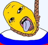 country flag hanging nfkrz open_mouth rope russia soyjak suicide tongue variant:bernd yellow yellow_skin yellow_teeth yoba_face youtuber // 768x719 // 56.7KB