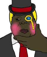 blond blush brown_skin chain clothes eyelashes hubert_ts_manchester looking_to_the_left monocle negro subvariant:hunky_twink_sex_machine suit suit_and_tie thinking top_hat // 592x720 // 130.5KB