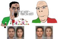 ack bad_breath beard bloodshot_eyes blue_eyes brown_skin cactus closed_mouth cloud coca_cola crying dark_hair flag flag:mexico flag:united_states flg:italy glasses irl italy italy_vs_mexico mexico multiple_soyjaks open_mouth penis queen_of_spades race rope sombrero star_of_david stubble subvariant:nucob suicide teeth text tongue variant:chudjak variant:cobson yellow_hair // 1185x794 // 443.9KB