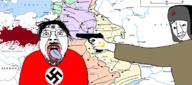 2soyjaks Great_patriotic_war adolf_hitler arm belarus blood clothes communism firearm germany glasses gun hair hammer_and_sickle hat holding_gun holding_object holding_pistol lithuania map mustache nazi_germany nazism open_mouth pistol russia shooting smug sonnenrad soviet_union soyjak star stubble swastika ushanka variant:bernd variant:chudjak world_war_2 // 1166x515 // 473.8KB