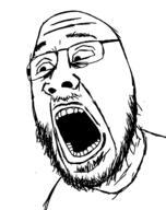 beard glasses hairy open_mouth soyjak stubble teeth variant:unknown // 1259x1588 // 190.1KB