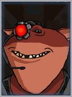 alien angry cyborg ear game green_eyes grox grox_(spore) headworn_microphone microphone open_mouth red_skin sharp_teeth soyjak spore variant:impish_soyak_ears video_game // 598x800 // 70.6KB
