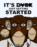 animal bobo_the_sharty_janny closed_mouth clothes ear glasses its_over janny monkey multiple_soyjaks mustache smile soyjak stubble subvariant:wholesome_soyjak suspenders text variant:a24_slowburn_soyjak variant:bernd variant:gapejak // 749x947 // 61.8KB