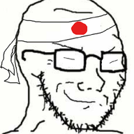 closed_mouth country glasses hachimaki headband japan small_eyes smile smug soyjak stubble subvariant:soyak_(smug) variant:soyak // 600x655 // 222.4KB